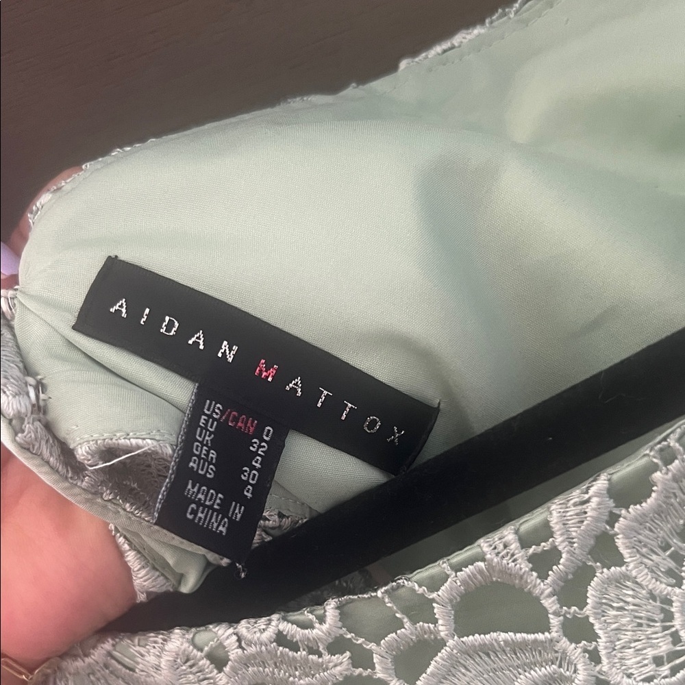 Aidan Mattox Mint Lace Mini Dress - Picture 2 of 8